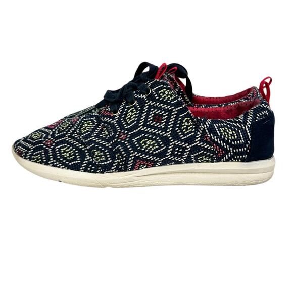 TOMS Del Rey Navy Blue Multi Woven Lace Up Sneakers Size 9 - Picture 7 of 9